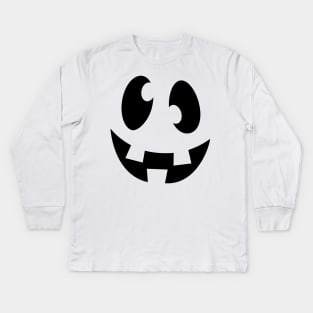 Happy, Goofy, Smiling Ghost Face Jack O Lantern Kids Long Sleeve T-Shirt